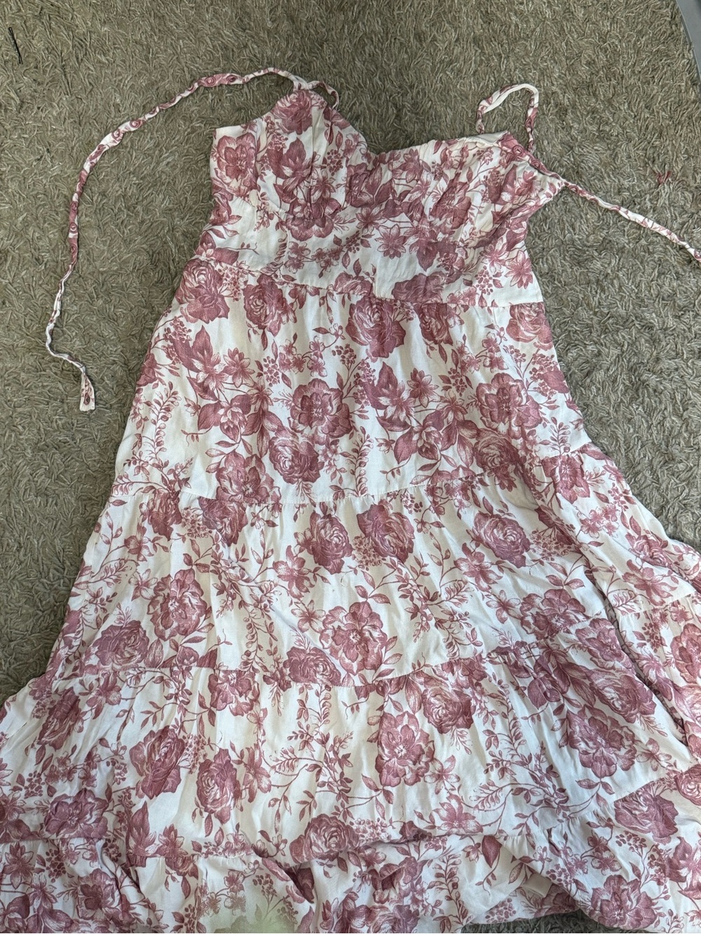 Trixxi Cream Maxi Dress with Dusty Rose Floral Print